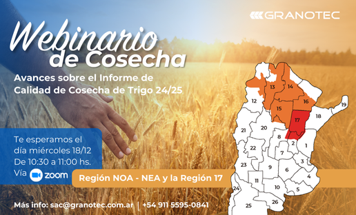 Webinario de Cosecha 2025: Avances sobre el Informe de Calidad de Cosecha de Trigo 24/25
